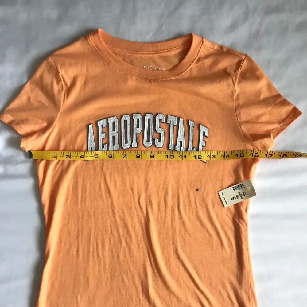 Aeropostale Aero Raised Logo Classic Crew Tee T Shirt Pale Orange Women's M NWT